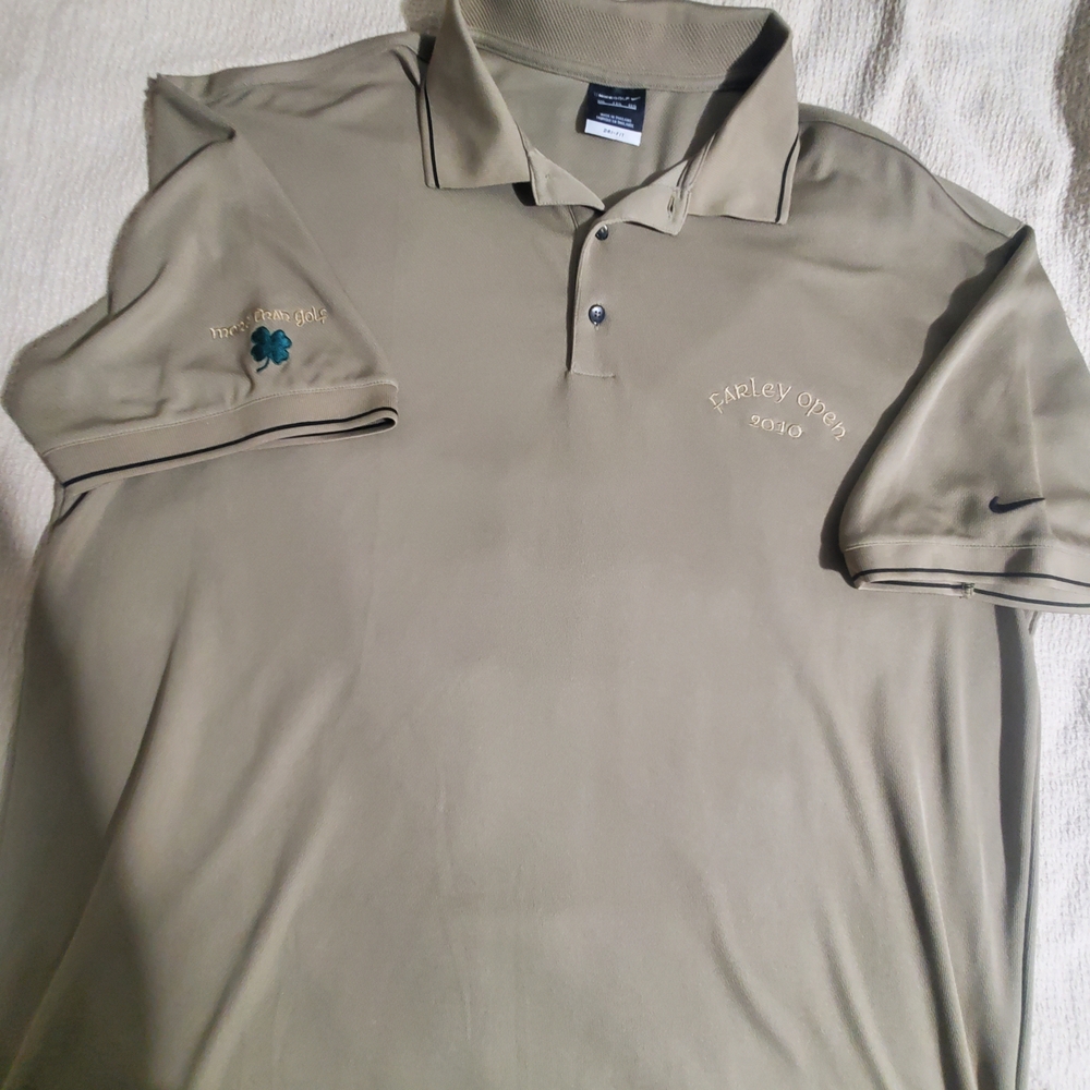 Nike Men's Tan Polo with Farley Open Embroidery